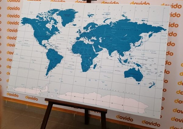 Obraz na korku politická mapa sveta v modrej farbe
