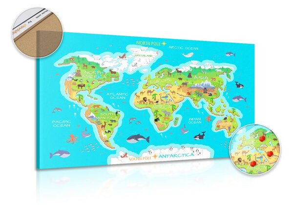 Obraz na korku zemepisná mapa sveta pre deti