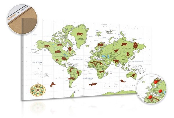 Obraz na korku mapa so zvieratami