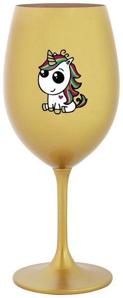 Zlatý pohár na víno 350 ml - DUHOVÝ JEDNOROŽEC