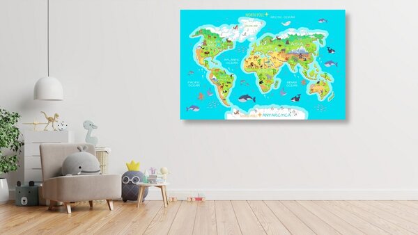 Obraz na korku zemepisná mapa sveta pre deti