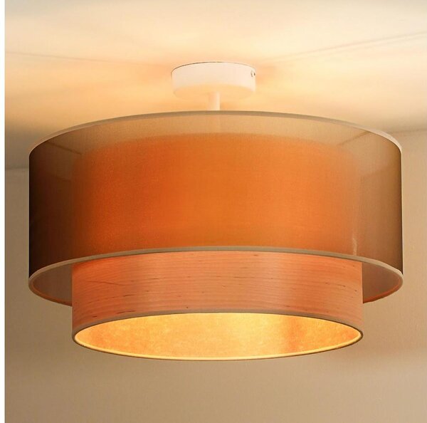 Duolla - Prisadený luster WOOD BOHO 1xE27/15W/230V pr. 45 cm medená/béžová