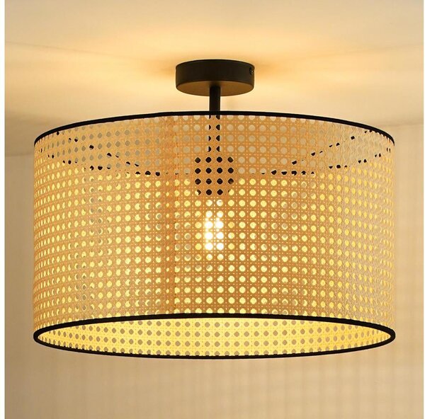 Duolla - Prisadený luster ROLLER RATTAN 1xE27/15W/230V pr. 45 cm béžová/čierna