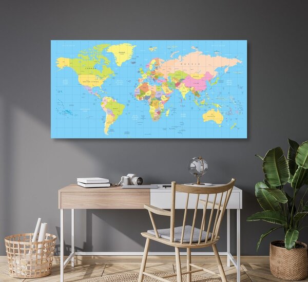 Obraz na korku mapa na modrom pozadí