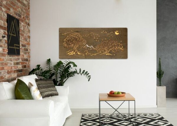 Led obraz Tri stromy (Podsvietený obraz na stenu 110x50 cm)
