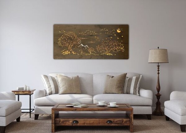 Podsvietený obraz na stenu Štyri stromy (Led obraz strom 130x60 cm)