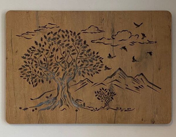 Podsvietený obraz na stenu Dva stromy (Obraz stromov 90x62 cm)