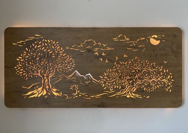 Led obraz Tri stromy (Podsvietený obraz na stenu 110x50 cm)