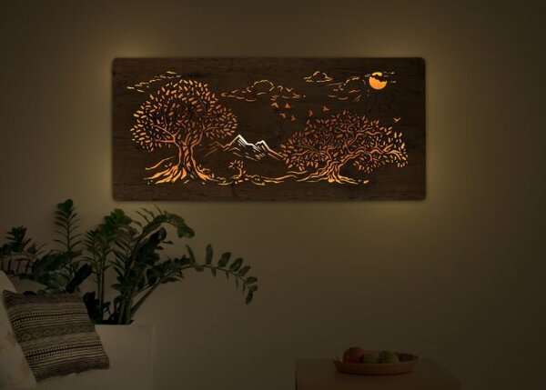 Led obraz Tri stromy (Podsvietený obraz na stenu 110x50 cm)