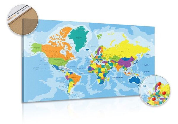Obraz na korku farebná mapa sveta