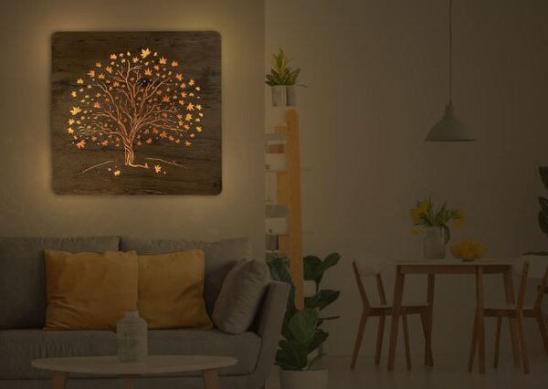 Podsvietený obraz strom Javor (Led obraz stromu 62x62 cm)