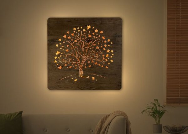 Podsvietený obraz strom Javor (Led obraz stromu 62x62 cm)