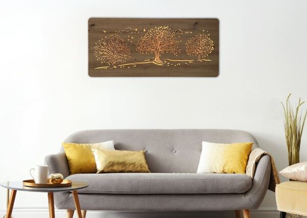 Svietiaci obraz Tri lipy (Led obrazy na stenu priroda 110x50 cm)