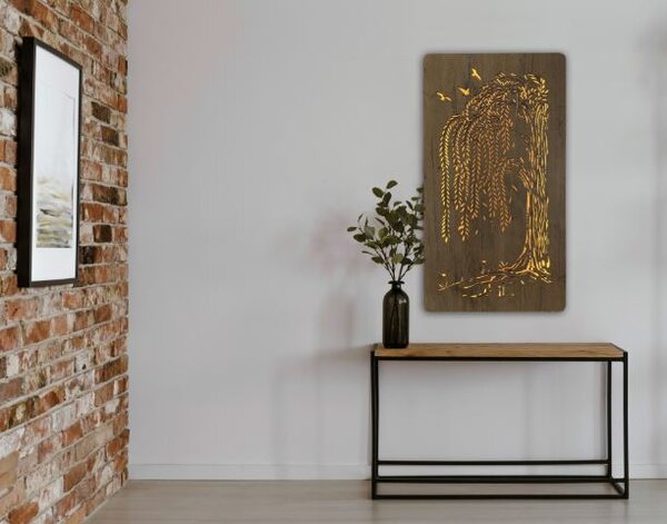 Led obraz stromu Vŕba (Podsvietený obraz strom 55x100 cm)