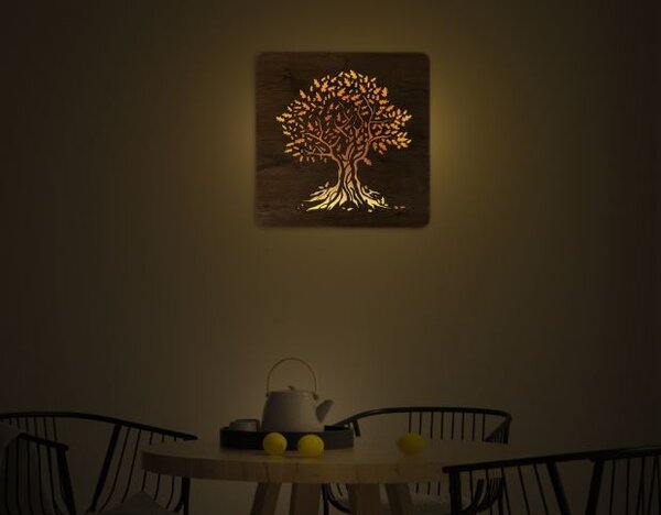 Podsvietený obraz strom Dub (Led obraz stromu 42x42cm)