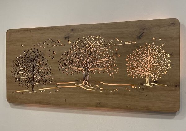 Svietiaci obraz Tri lipy (Led obrazy na stenu priroda 110x50 cm)