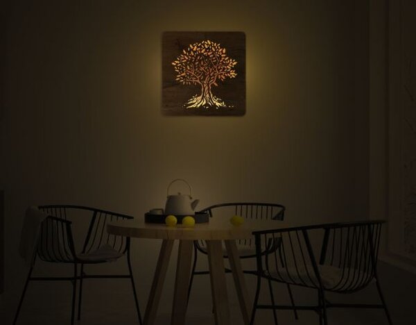 Podsvietený obraz strom Dub (Led obraz stromu 42x42cm)
