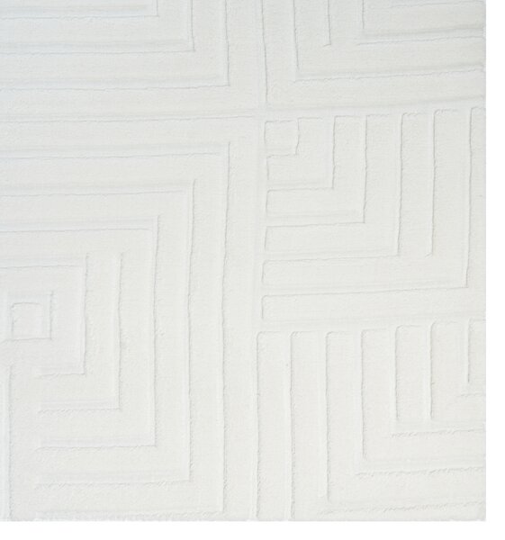 Koberec krémová biela žakárový 80 x 300 cm obdĺžnikový tvar s nízkym vlasom polyesterová spodná strana behúň moderný štýl obývacia izba