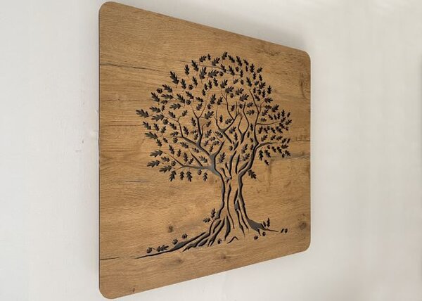 Podsvietený obraz strom Dub (Led obraz stromu 42x42cm)