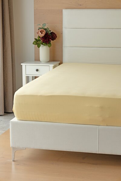 Prestieradlo Pískové Jersey interlock 90-100 x 200-220/35