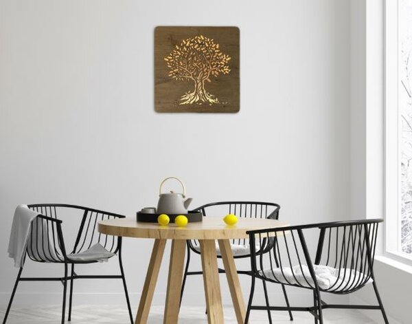 Podsvietený obraz strom Dub (Led obraz stromu 42x42cm)