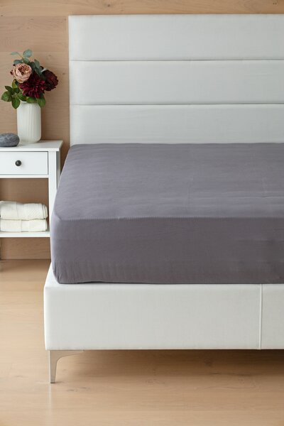 Prestieradlo Středně šedé Jersey interlock 90-100 x 200-220/35