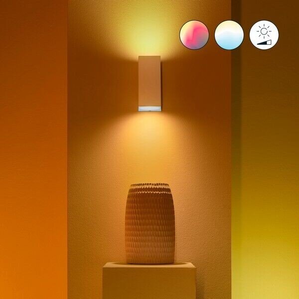 Wiz Colors 8719514554597 nástenné svietidlo 2xGU10 | 2x5W | 345lm | 2200-6500K | RGB - biela