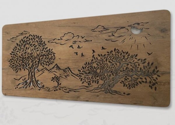 Svietiaci obraz strom Tri duby (Podsvietený obraz na stenu 90x42 cm)