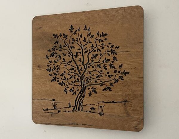 Svietiaci obraz strom Orech (Podsvietený obraz na stenu 62x62 cm)