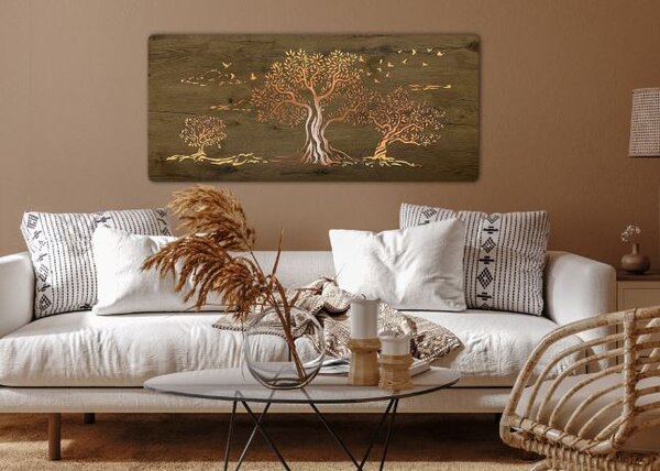 Obraz s led podsvietenim Tri olivy (Podsvietený obraz stromov 120x60 cm)