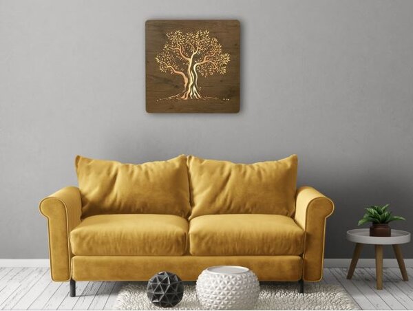 Led obraz na stenu strom Olivovník (Obraz z dreva na stenu 62x62 cm)