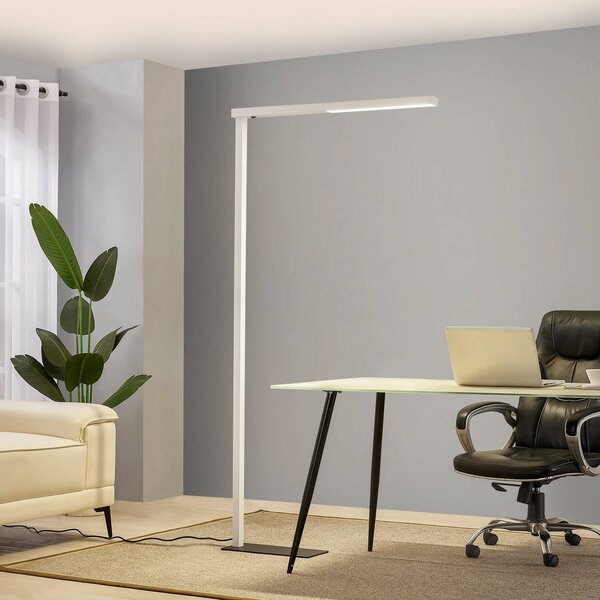 Kancelárska stojacia lampa Arcchio LED Tamilo, biela, kov, 194 cm, Biela / opálová, Pracovňa / Kancelária, Hliník, Moderný, Stojacie svietidlo