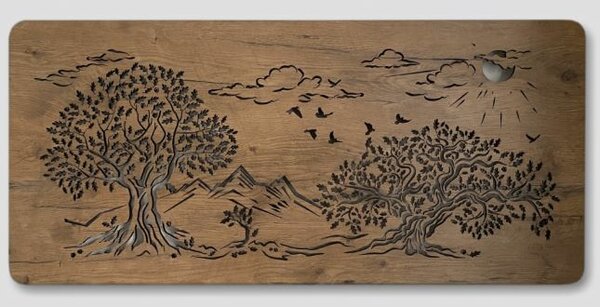 Svietiaci obraz strom Tri duby (Podsvietený obraz na stenu 90x42 cm)