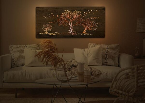 Obraz s led podsvietenim Tri olivy (Podsvietený obraz stromov 120x60 cm)