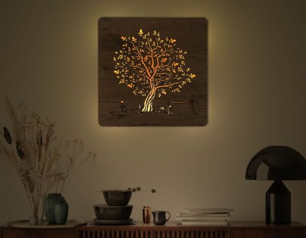 Svietiaci obraz strom Orech (Podsvietený obraz na stenu 62x62 cm)