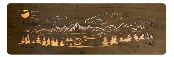 Podsvietený obraz vrchy a les (Vidiecke obrazy krajinka 120x40 cm)
