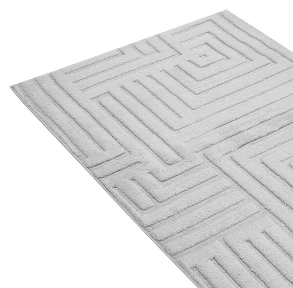 Koberec sivá žakárový 80 x 300 cm obdĺžnikový tvar s nízkym vlasom polyesterová spodná strana behúň moderný štýl obývacia izba
