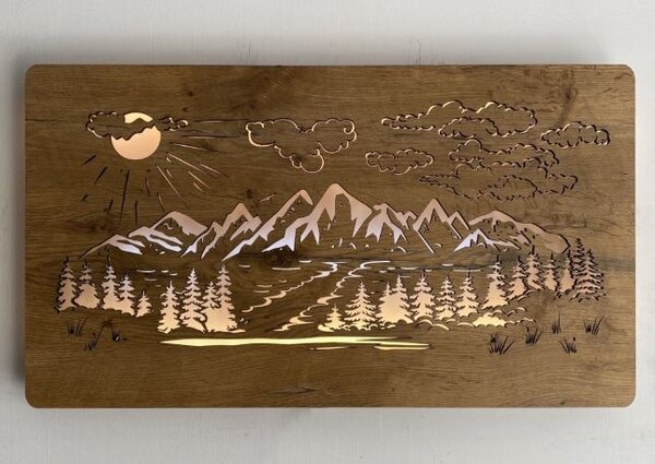 Podsvietený obraz Vrchy (Vidiecke obrazy krajinka 80x45 cm)