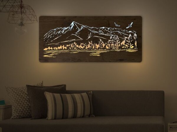 Led obraz hory a les (Obrazy na stenu príroda 110x50 cm)