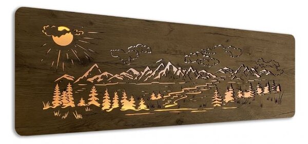 Podsvietený obraz vrchy a les (Vidiecke obrazy krajinka 120x40 cm)