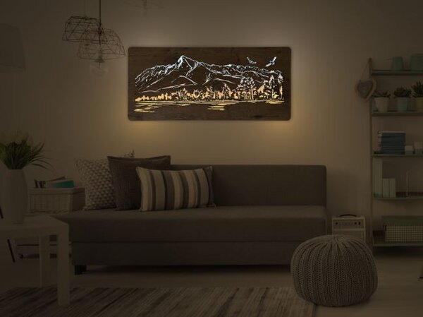 Led obraz hory a les (Obrazy na stenu príroda 110x50 cm)