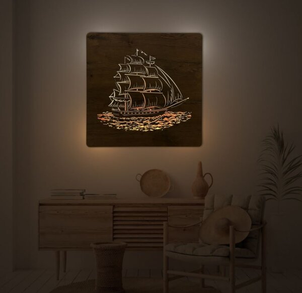 Led obraz Plachetnica (Svietiaci obraz na stenu loď 70x70 cm)