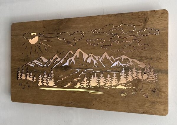 Podsvietený obraz Vrchy (Vidiecke obrazy krajinka 80x45 cm)