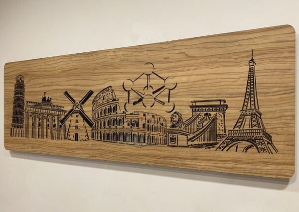 Podsvietený obraz na stenu Európske pamiatky (Obraz s led podsvietenim 130x45 cm)