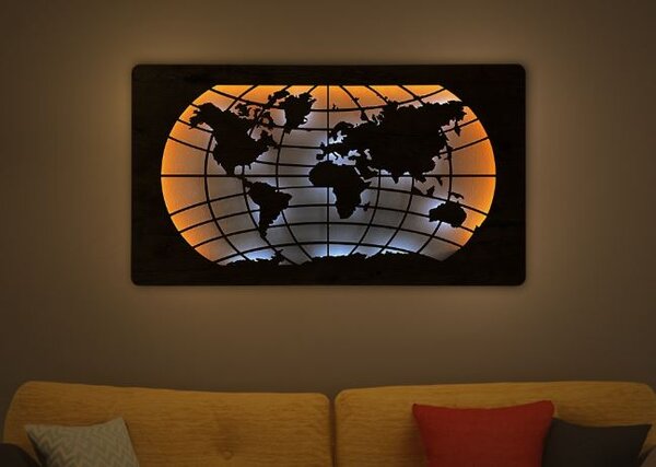 Svietiaci obraz Mapa sveta (Obraz do kancelarie mapa sveta 110x60 cm)