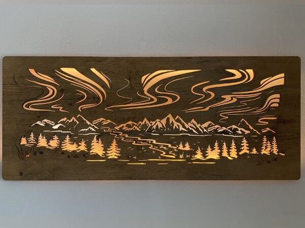 Svietiaci obraz Polárna žiara RGBW (Led obraz na stenu 120x50 cm)