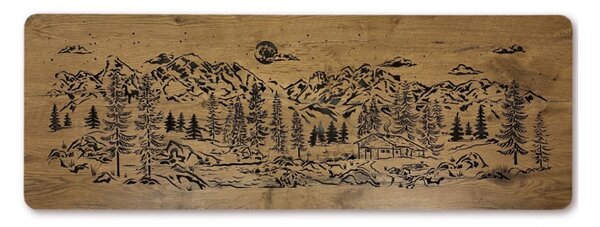 Podsvietený obraz Chata v horách (Vidiecke obrazy krajinka 120x40 cm)