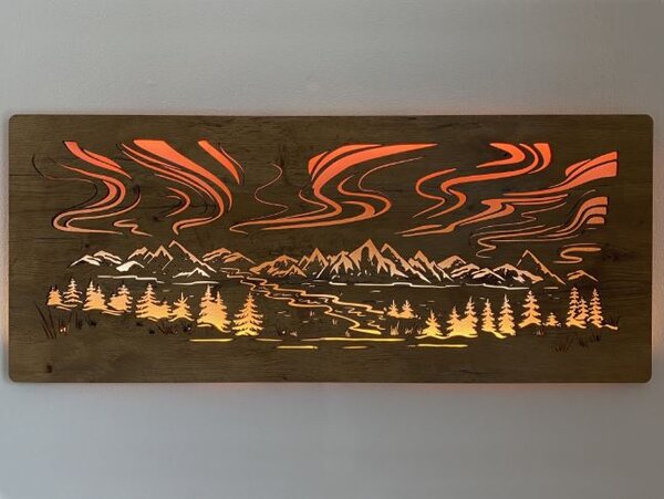 Svietiaci obraz Polárna žiara RGBW (Led obraz na stenu 120x50 cm)