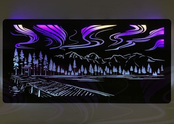 Led obraz Polárna žiara RGBW (Svietiaci obraz na stenu 120x60 cm)