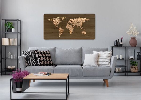 Led obraz s mapou sveta (Obraz do kancelárie mapa sveta 120x60 cm)